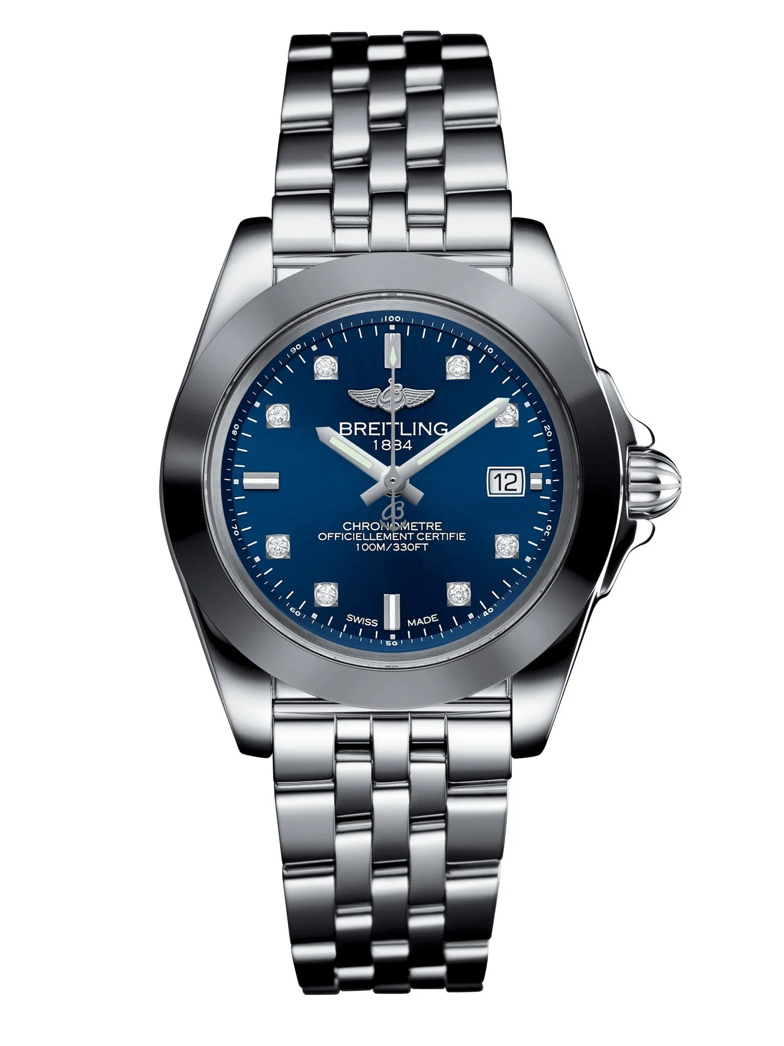 Breitling Galactic Quartz Diamond Blue Dial Ladies Watch W7133012-C966-792A