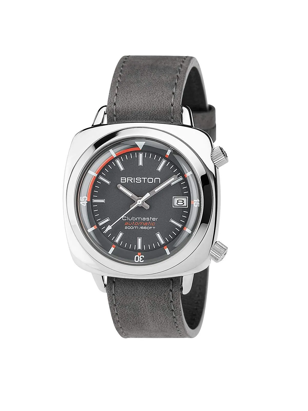 Briston Clubmaster Diver Polished Steel Automatic HMS Grey Dial 42mm