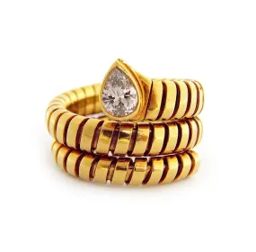 Bulgari 'Tubogas Serpenti' 18K Gold Diamond Ring ASC5629