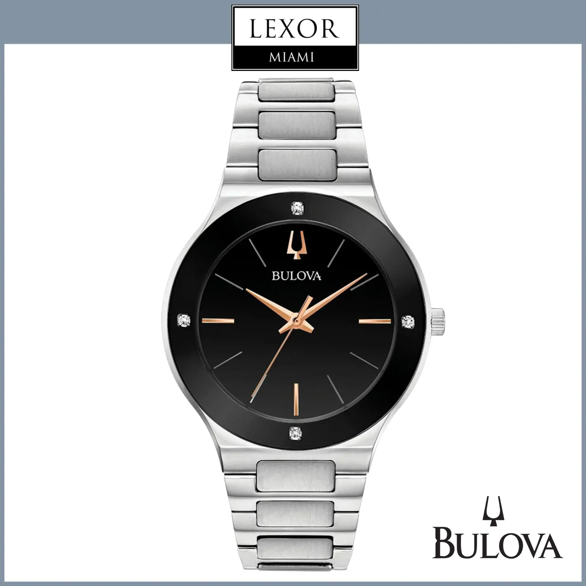 Bulova 96E117 Millennia Diamond Accent Stainless Steel Strap Men Watches