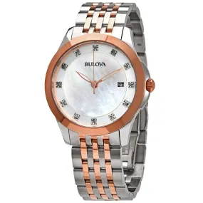 Bulova Classics Diamond White Mother of Pearl Dial Ladies Watch 98P162
