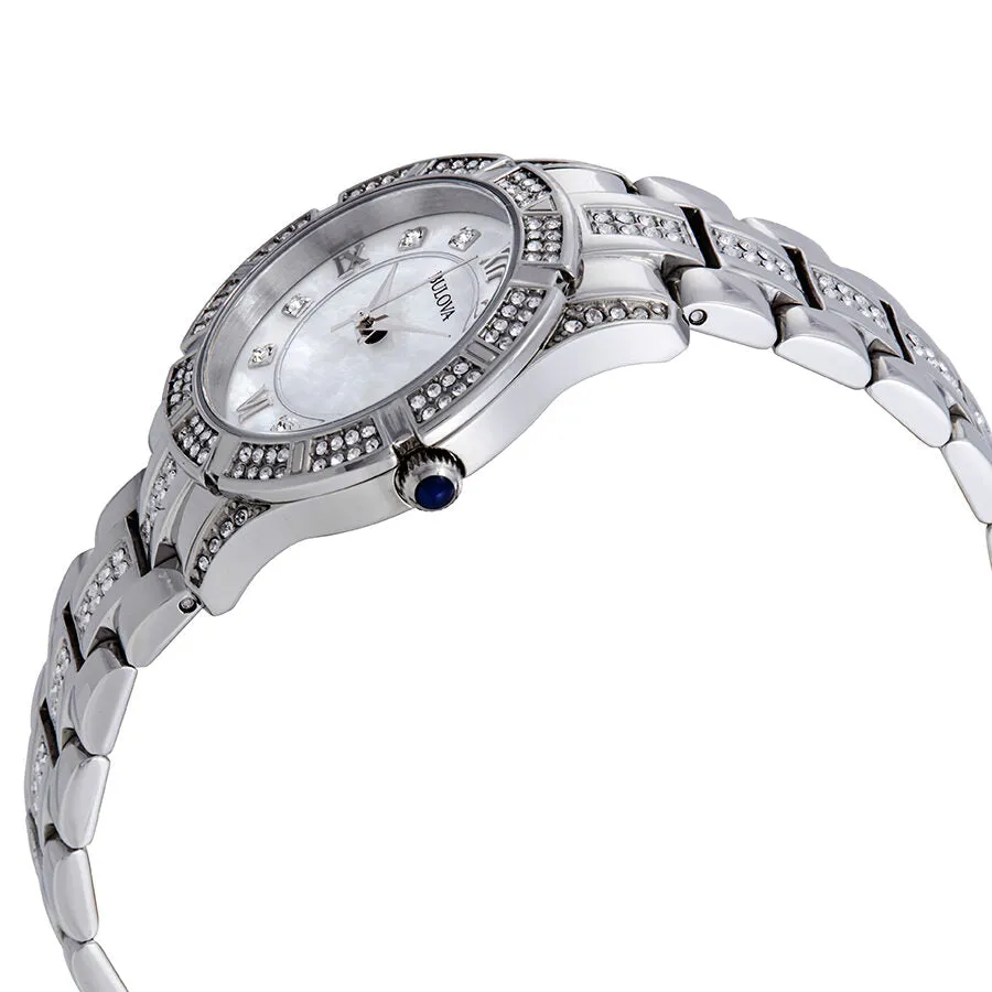 Bulova Crystals Mother of Pearl Dial Ladies Watch 96L116