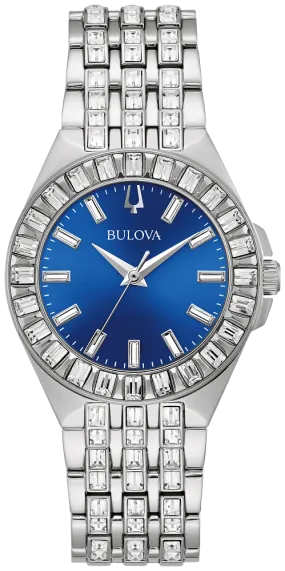 Bulova Phantom Baguette Crystal Blue Dial Womens Watch 96L290