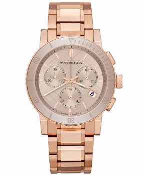 Burberry BU9382 Women's Swiss Chronograph Rose Gold Ion-Plated Stainless Steel Bracelet Watch