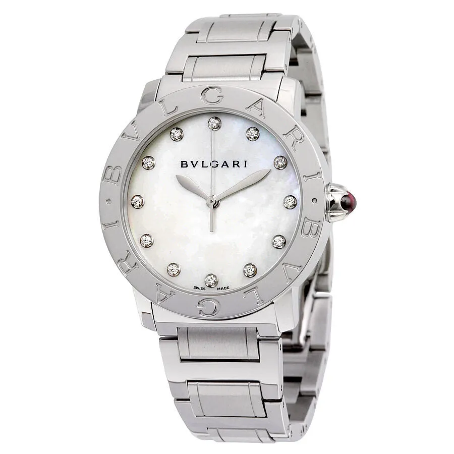 Bvlgari BVLGARI White Mother of Pearl Diamond Dial Stainless Steel 37mm Ladies Watch 101975