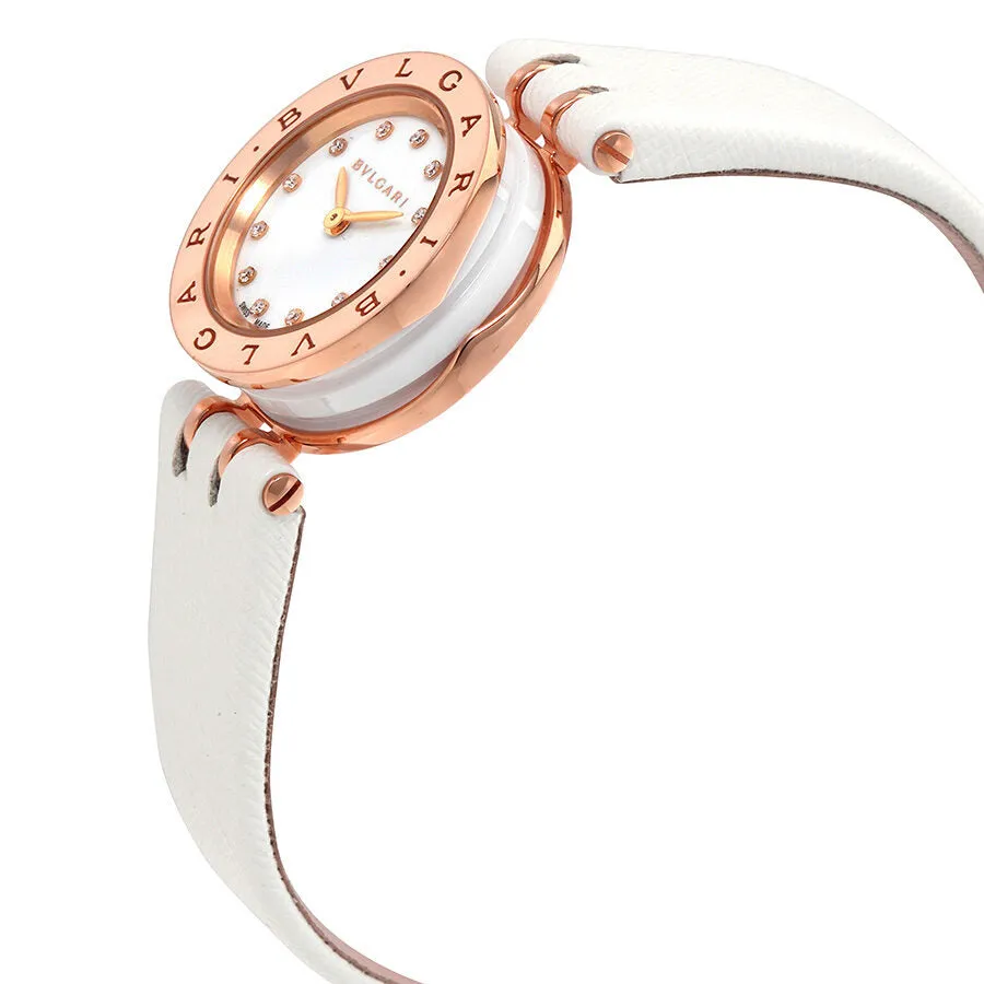Bvlgari B.Zero1 White Lacquered Dial White Leather Strap Ladies Watch 102176