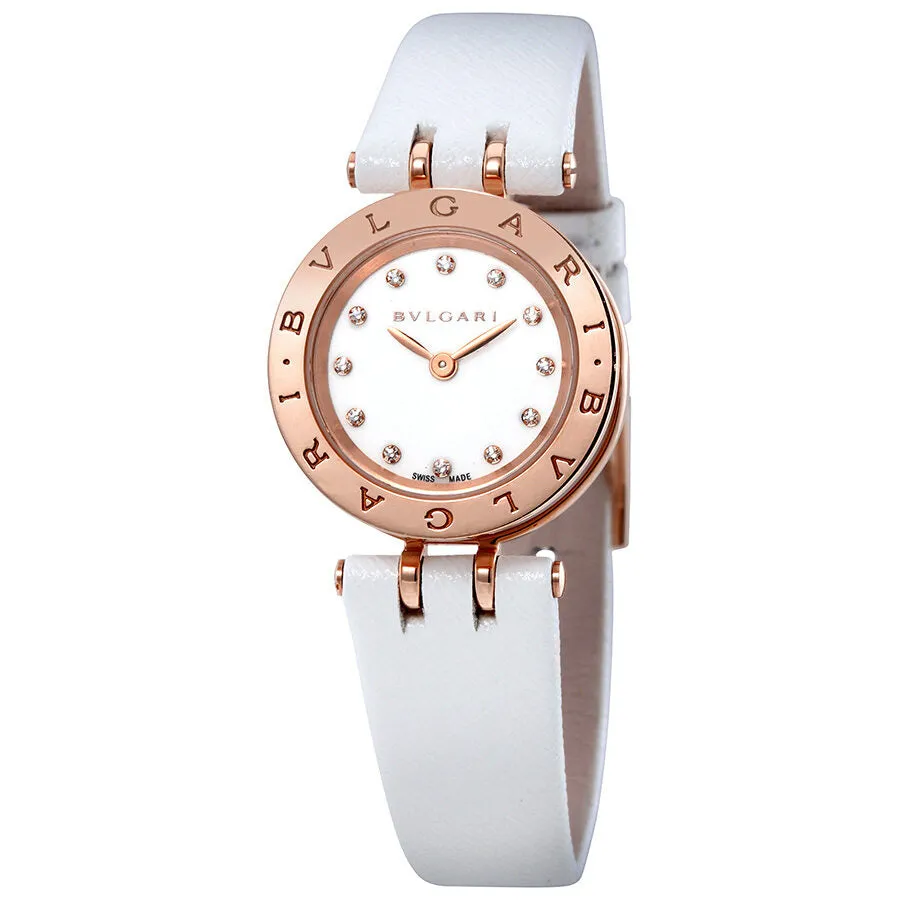 Bvlgari B.Zero1 White Lacquered Dial White Leather Strap Ladies Watch 102176