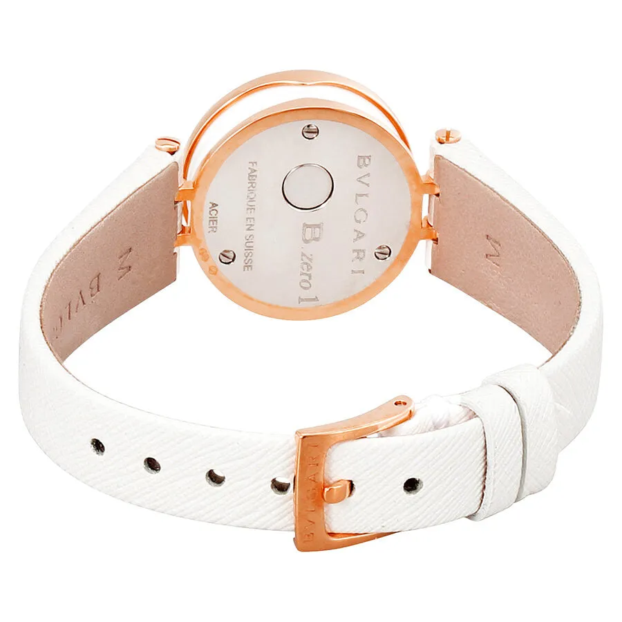 Bvlgari B.Zero1 White Lacquered Dial White Leather Strap Ladies Watch 102176