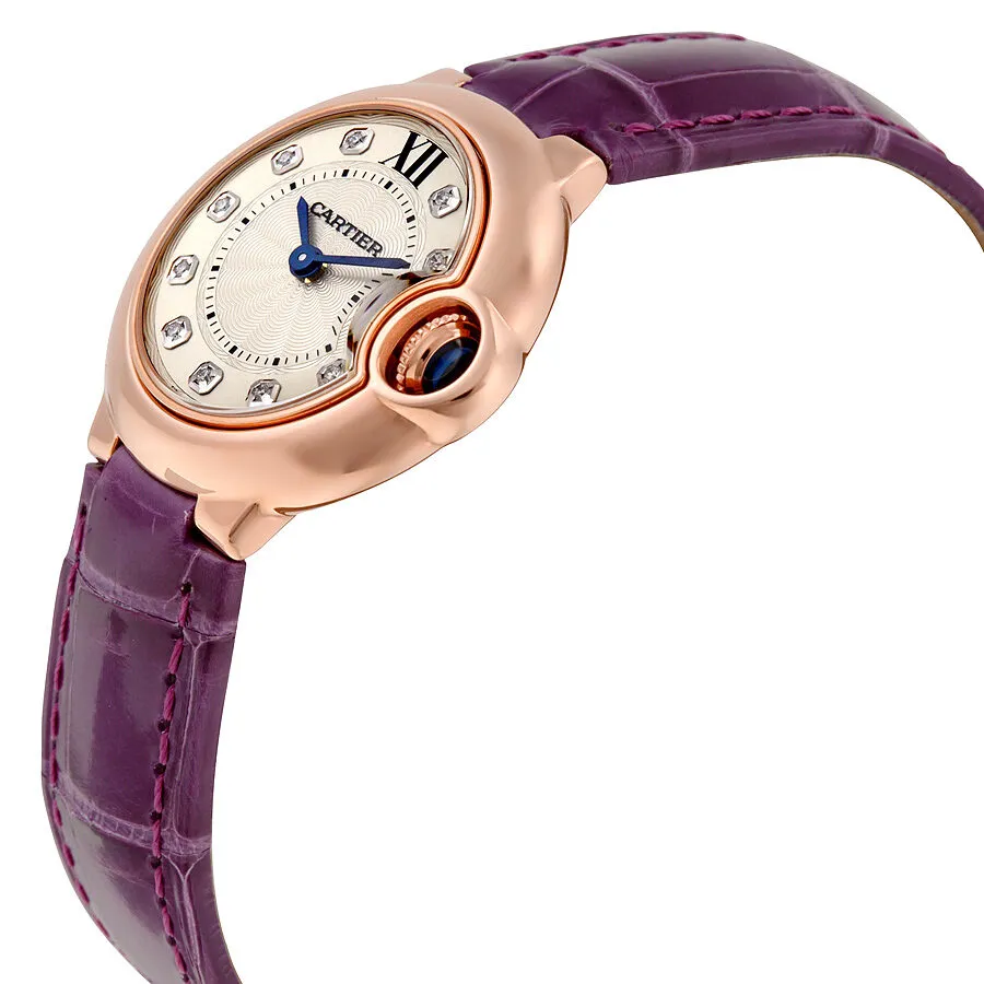 Cartier Ballon Bleu Silver Dial Diamond 18kt Rose Gold Ladies Watch WJBB0019