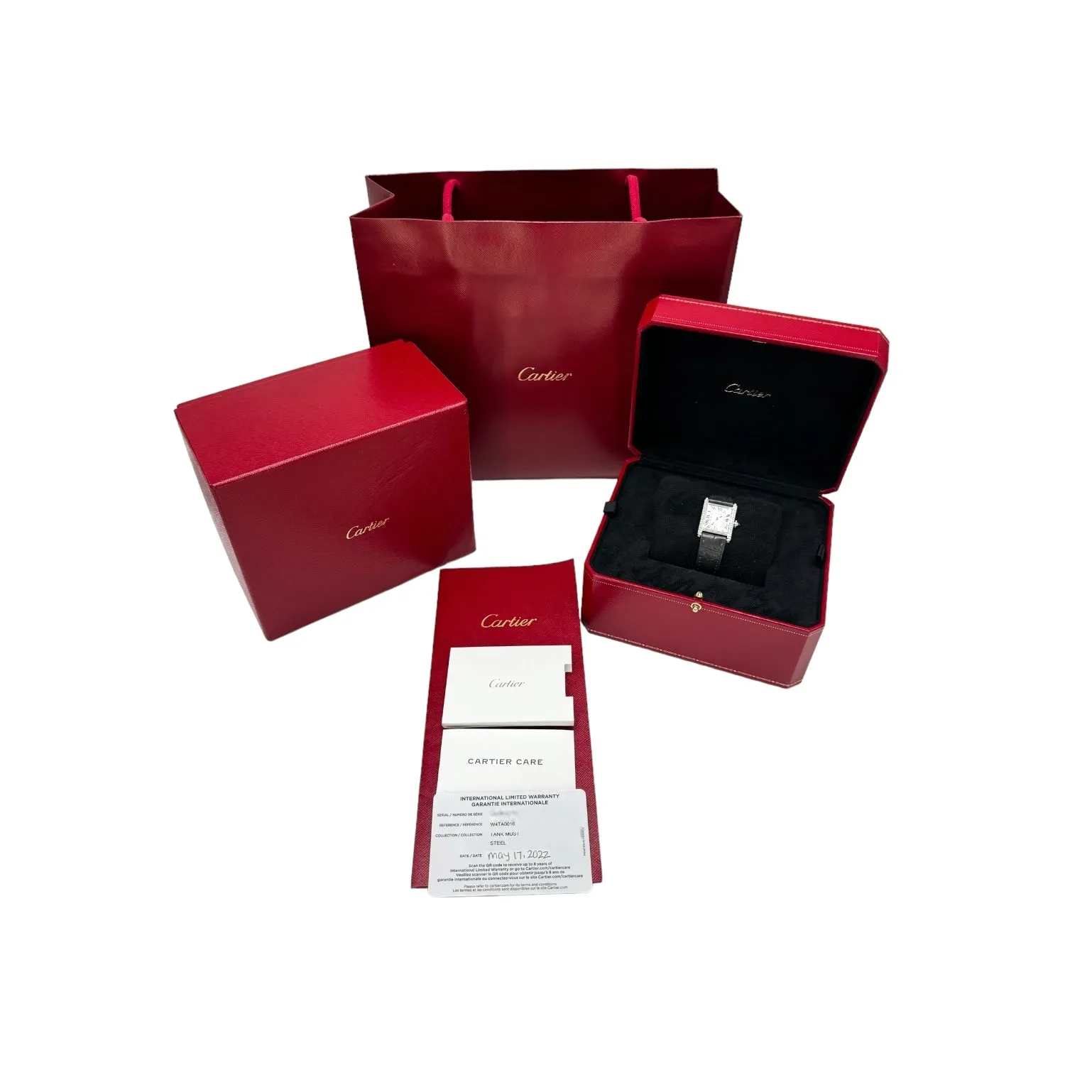 Cartier Tank Must Stainless Steel & Diamond Bezel Watch Ref- 4322