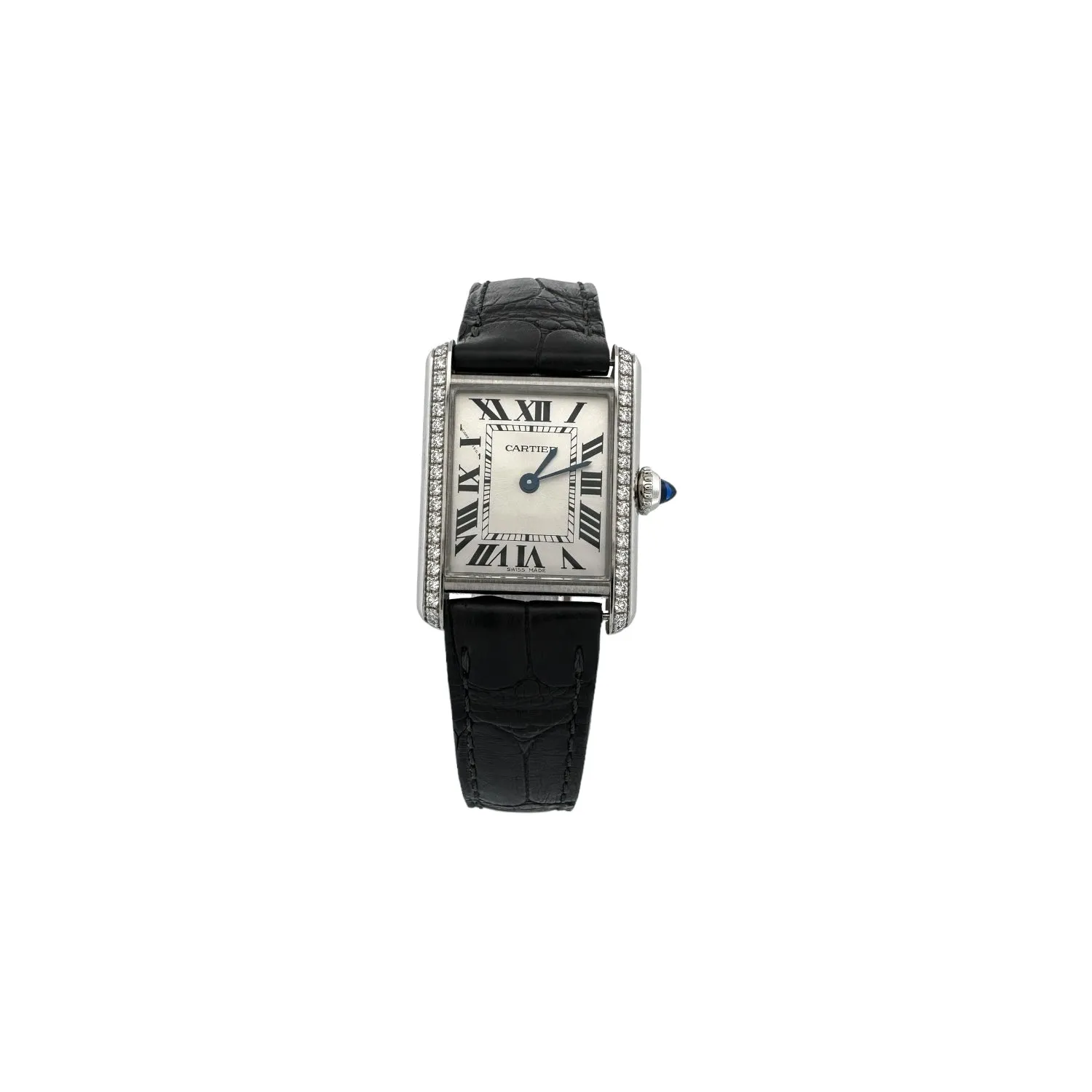 Cartier Tank Must Stainless Steel & Diamond Bezel Watch Ref- 4322