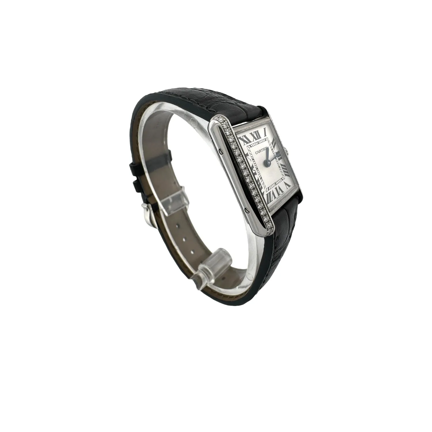 Cartier Tank Must Stainless Steel & Diamond Bezel Watch Ref- 4322