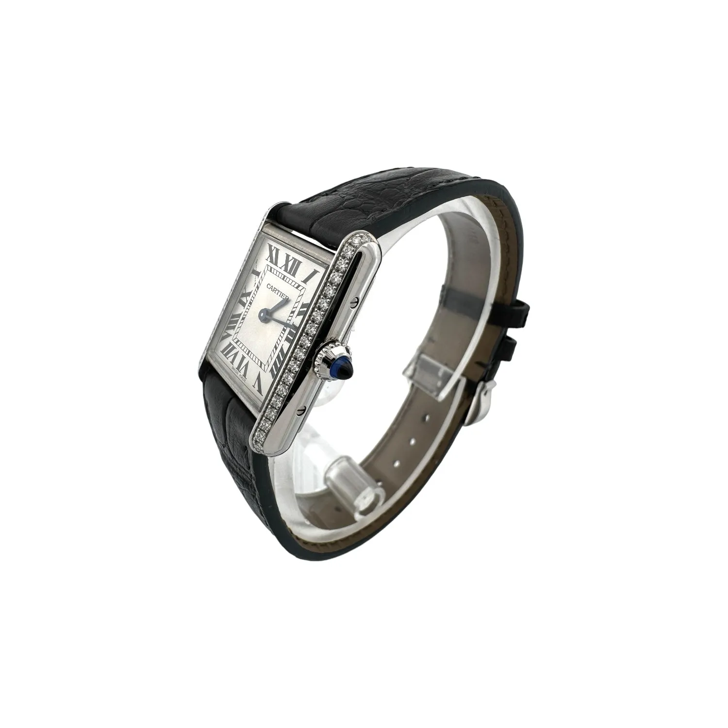 Cartier Tank Must Stainless Steel & Diamond Bezel Watch Ref- 4322