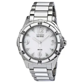 Citizen Ceramic Eco-Drive Diamond White Dial Ladies Watch EM0030-59A