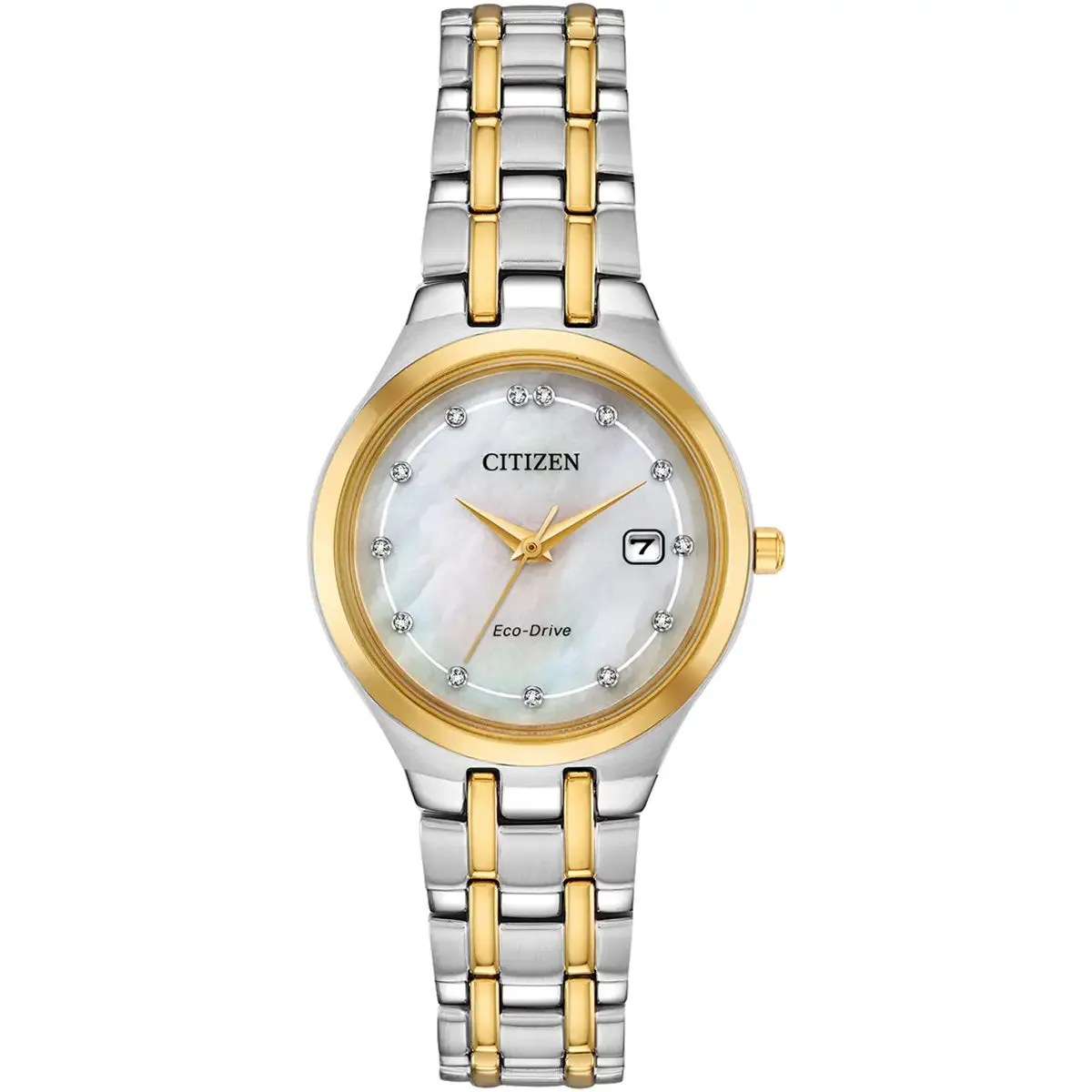 Citizen Eco-Drive Ladies Silhouette Two Tone MOP Diamond Dial Watch