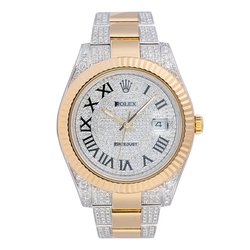 Custom Diamond Set Rolex Datejust II in steel and 18ct yellow gold 116333
