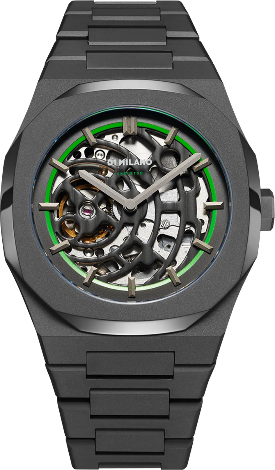 D1 Milano Watch Skeleton Sandblast Green Bracelet D