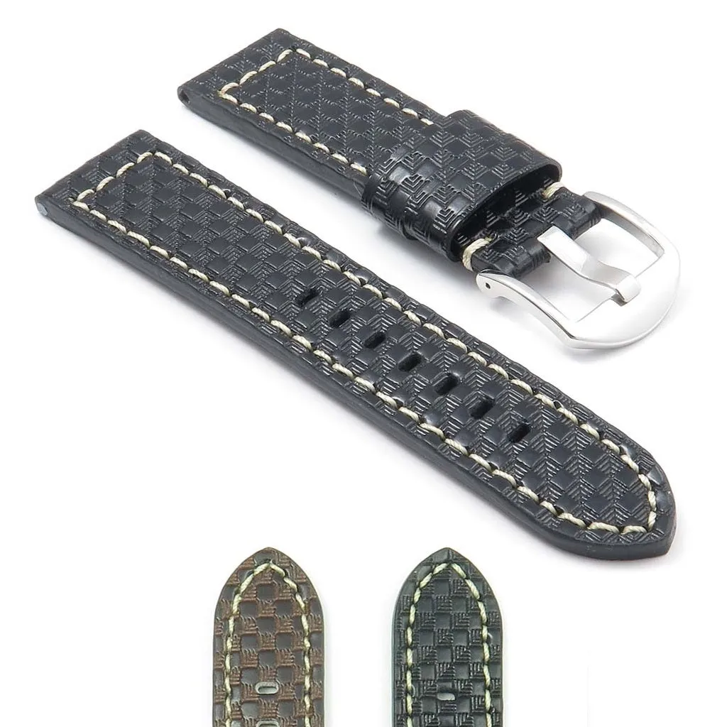 DASSARI Azure Carbon Fiber Leather Strap