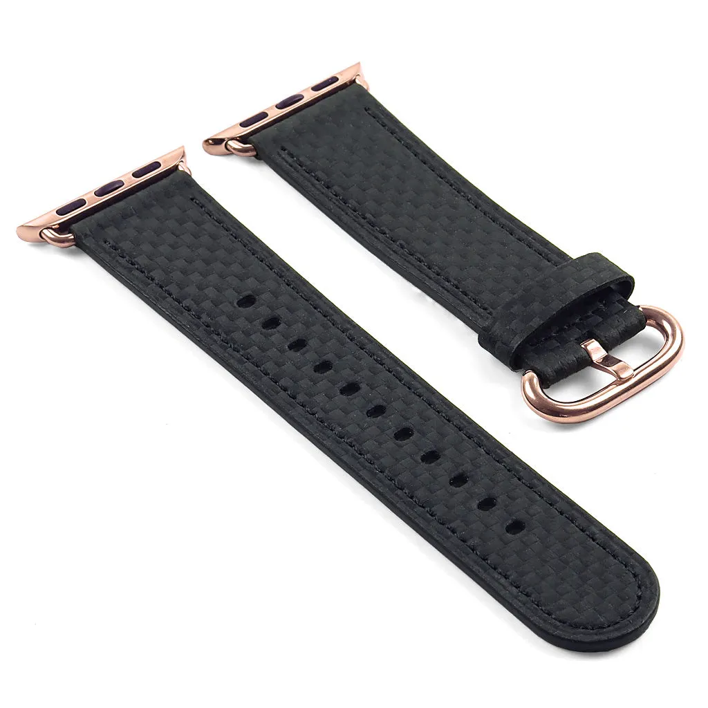 DASSARI Carbon Fiber Strap for Apple Watch w/ Black Buckle