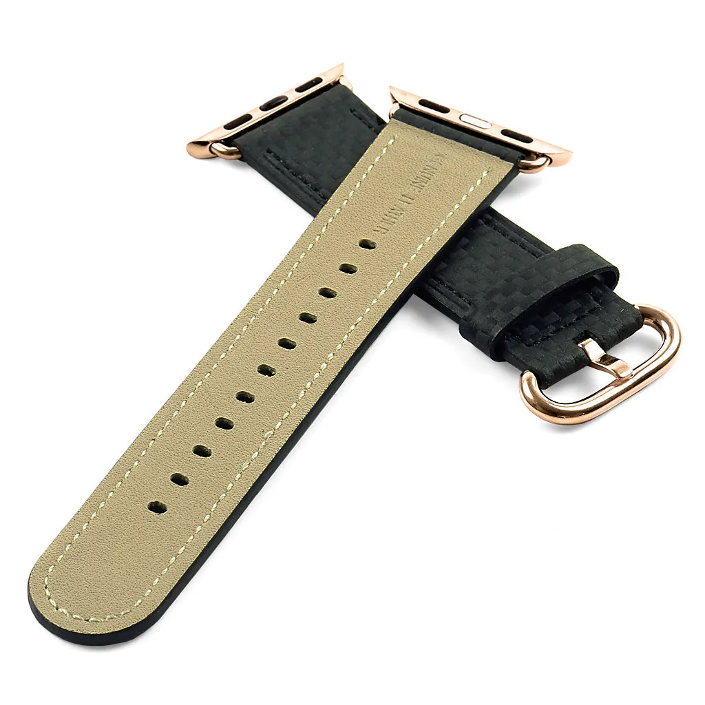DASSARI Carbon Fiber Strap for Apple Watch w/ Black Buckle