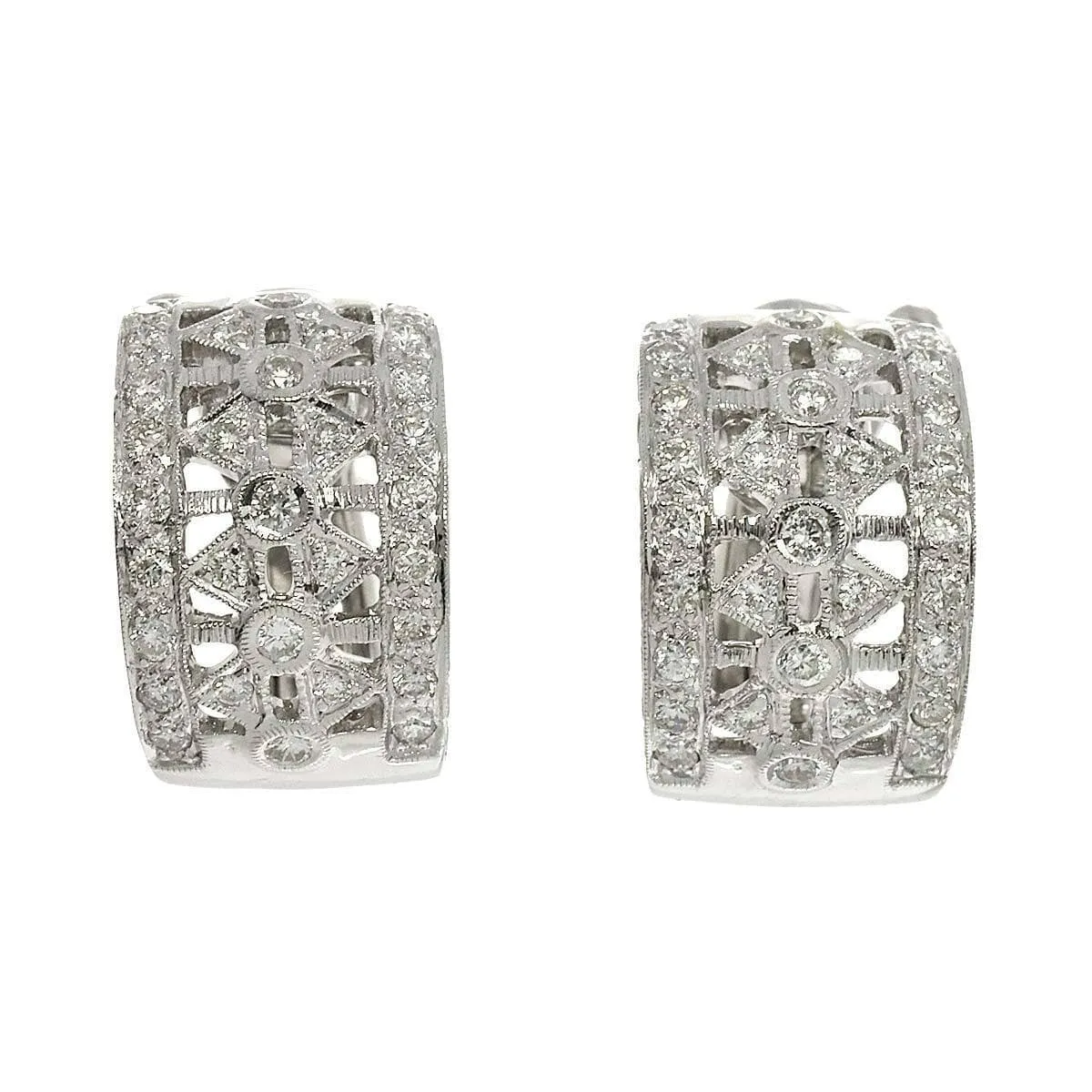 Diamond 0.65ct Earrings Clip-on Pierced 18K K18 WG 750 90217882