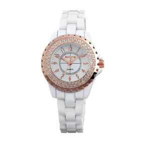 Fashion Rhinestone Luxury Brand Casual Watch Quartz 100% Genuine Ceramic Band Women's Dress Watches