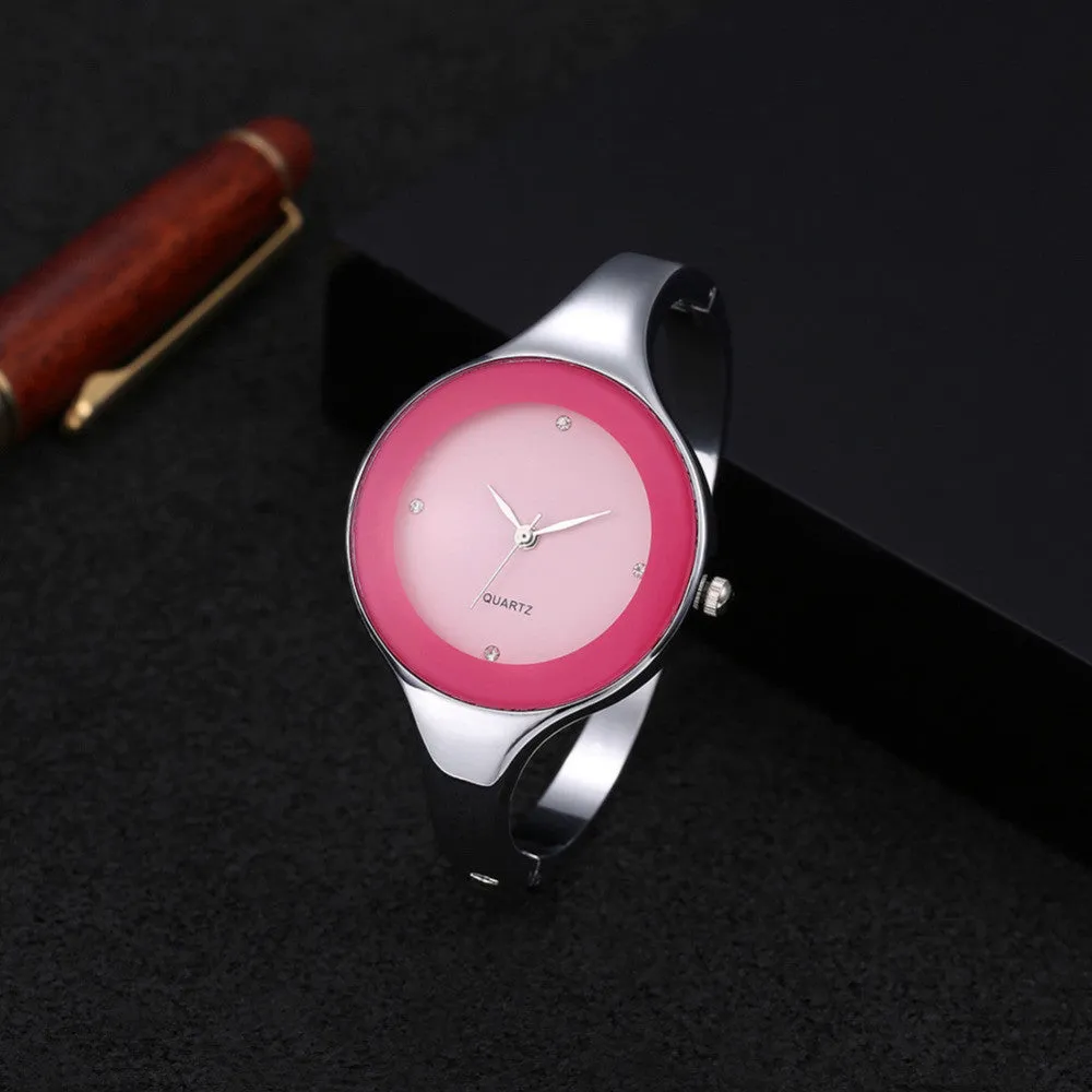 Fashion Women Watch 5 Colors Brand Clock Stainless Steel Bangle Watch Quartz Simple Casual Relojes Female Rhinestone WristWatch