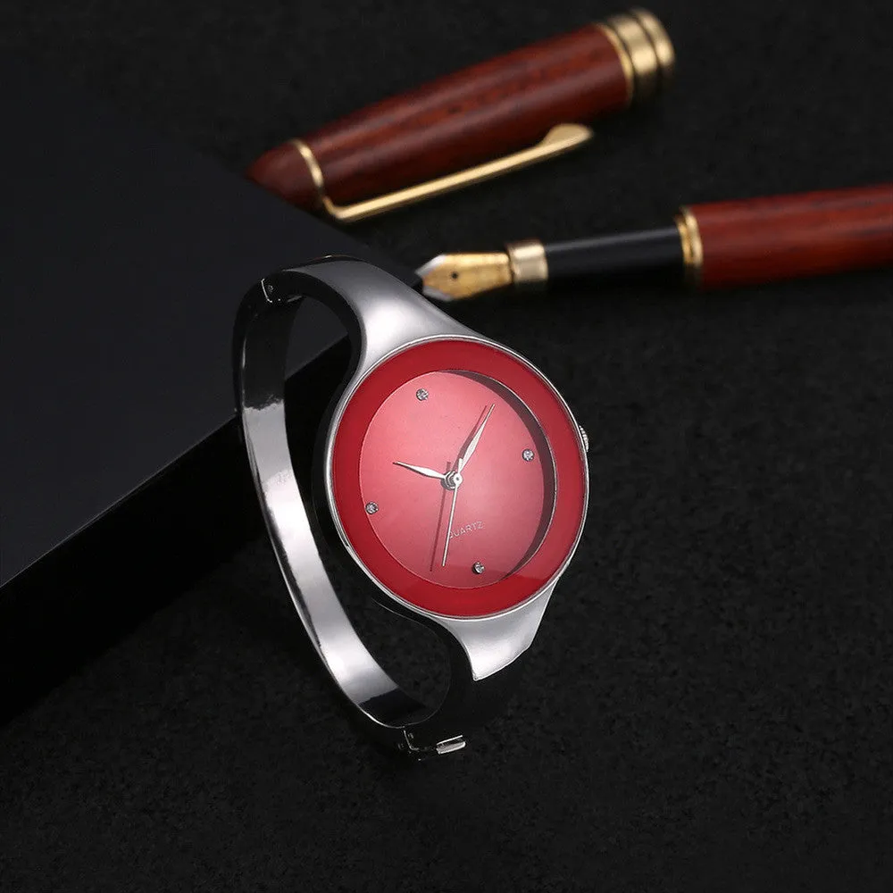 Fashion Women Watch 5 Colors Brand Clock Stainless Steel Bangle Watch Quartz Simple Casual Relojes Female Rhinestone WristWatch