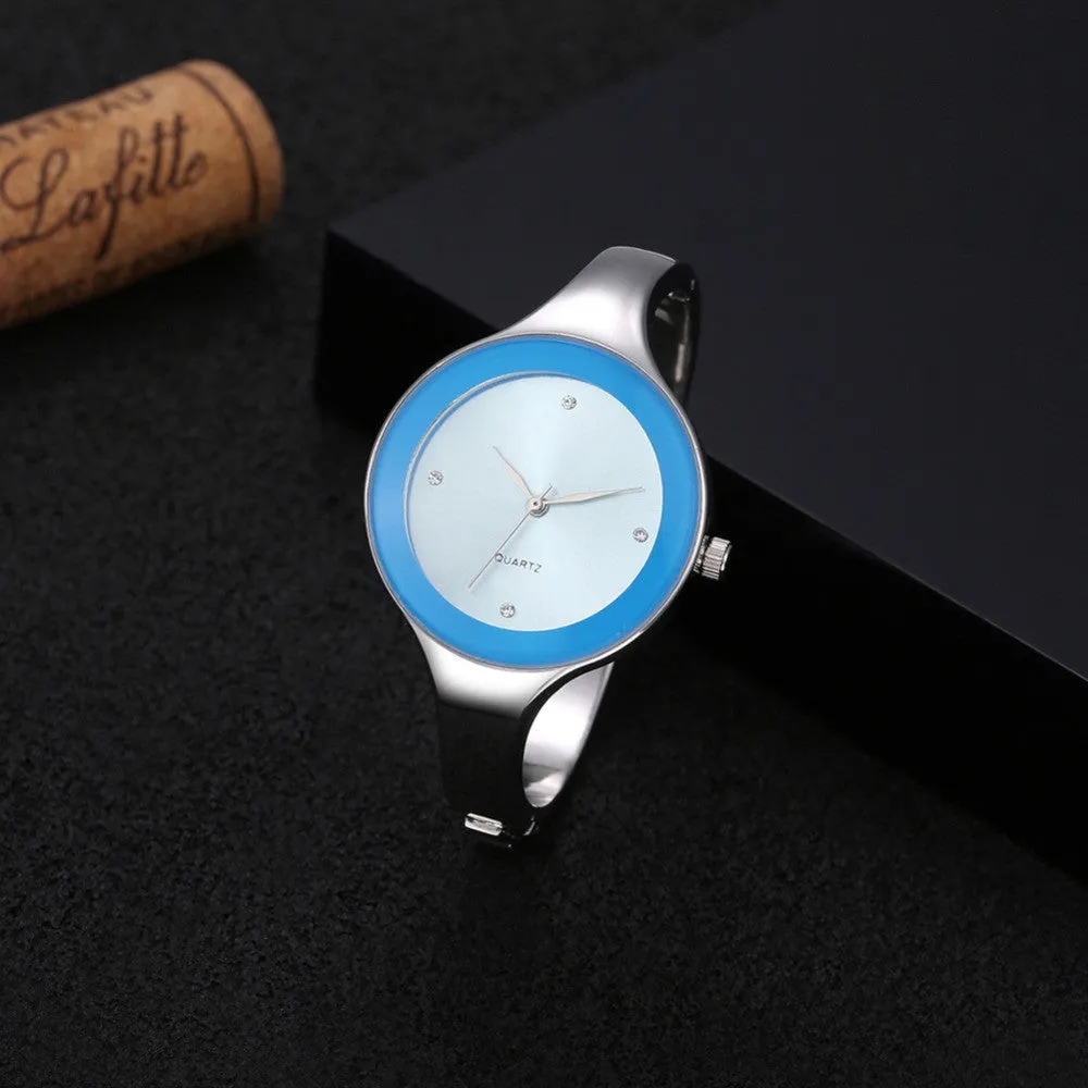 Fashion Women Watch 5 Colors Brand Clock Stainless Steel Bangle Watch Quartz Simple Casual Relojes Female Rhinestone WristWatch