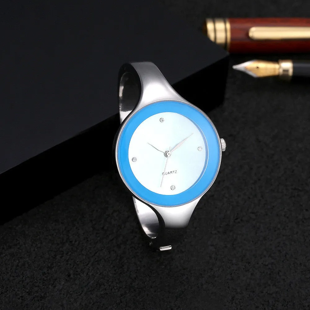 Fashion Women Watch 5 Colors Brand Clock Stainless Steel Bangle Watch Quartz Simple Casual Relojes Female Rhinestone WristWatch