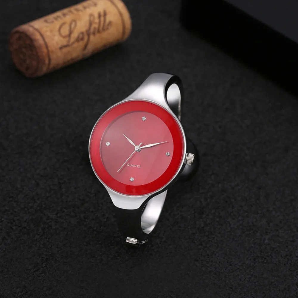 Fashion Women Watch 5 Colors Brand Clock Stainless Steel Bangle Watch Quartz Simple Casual Relojes Female Rhinestone WristWatch