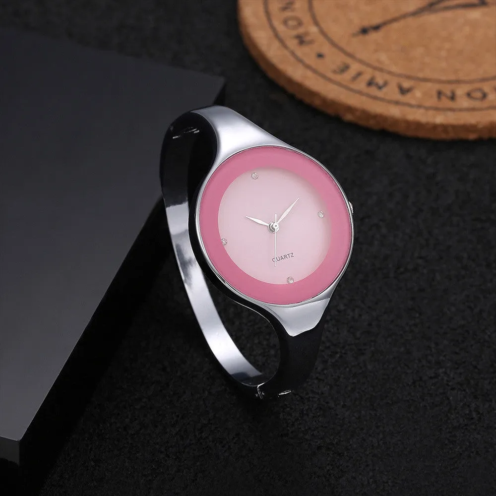 Fashion Women Watch 5 Colors Brand Clock Stainless Steel Bangle Watch Quartz Simple Casual Relojes Female Rhinestone WristWatch