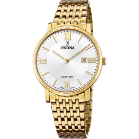 Festina Swiss Quartz Date 50M WR Stainless Steel/Yellow Gold Plate Case & Bracelelt