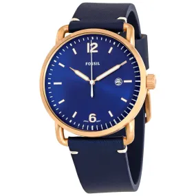 Fossil Commuter Blue Dial Navy Blue Leather Men's Watch FS5274