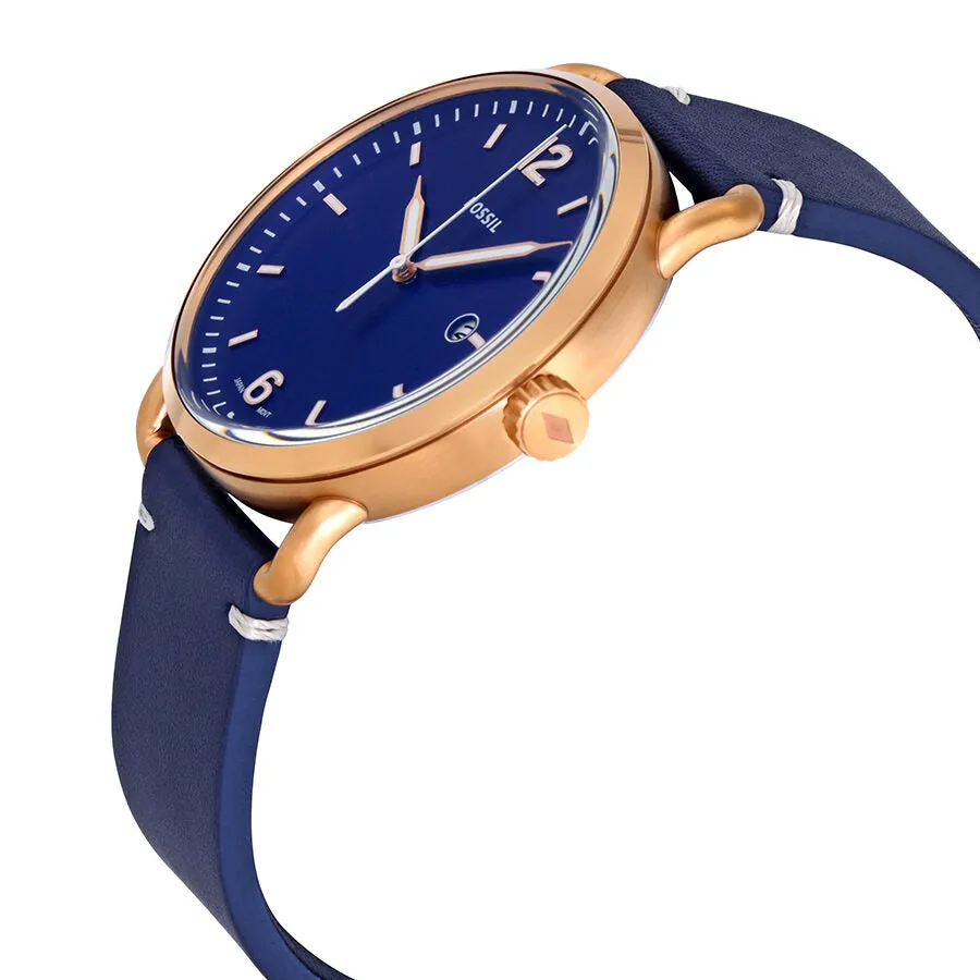 Fossil Commuter Blue Dial Navy Blue Leather Men's Watch FS5274