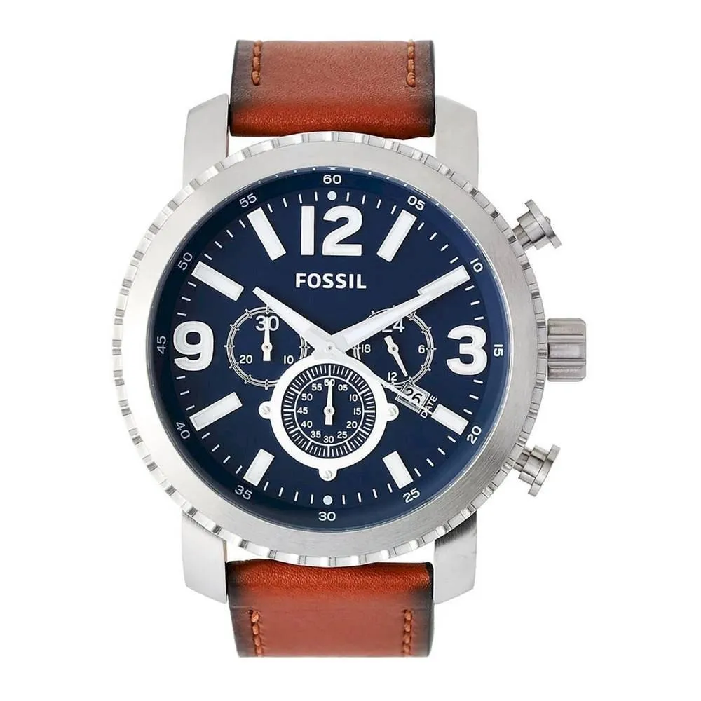 Fossil Vintage Chronograph Brown Leather Strap Men’s Watch BQ2126