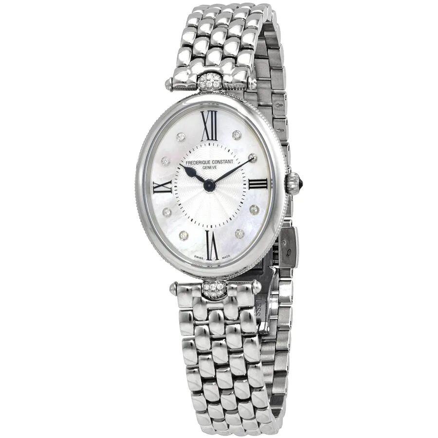 Frederique Constant Classics Art Deco Quartz Diamond White Mother of Pearl Dial Watch FC-200MPWD3VD6B
