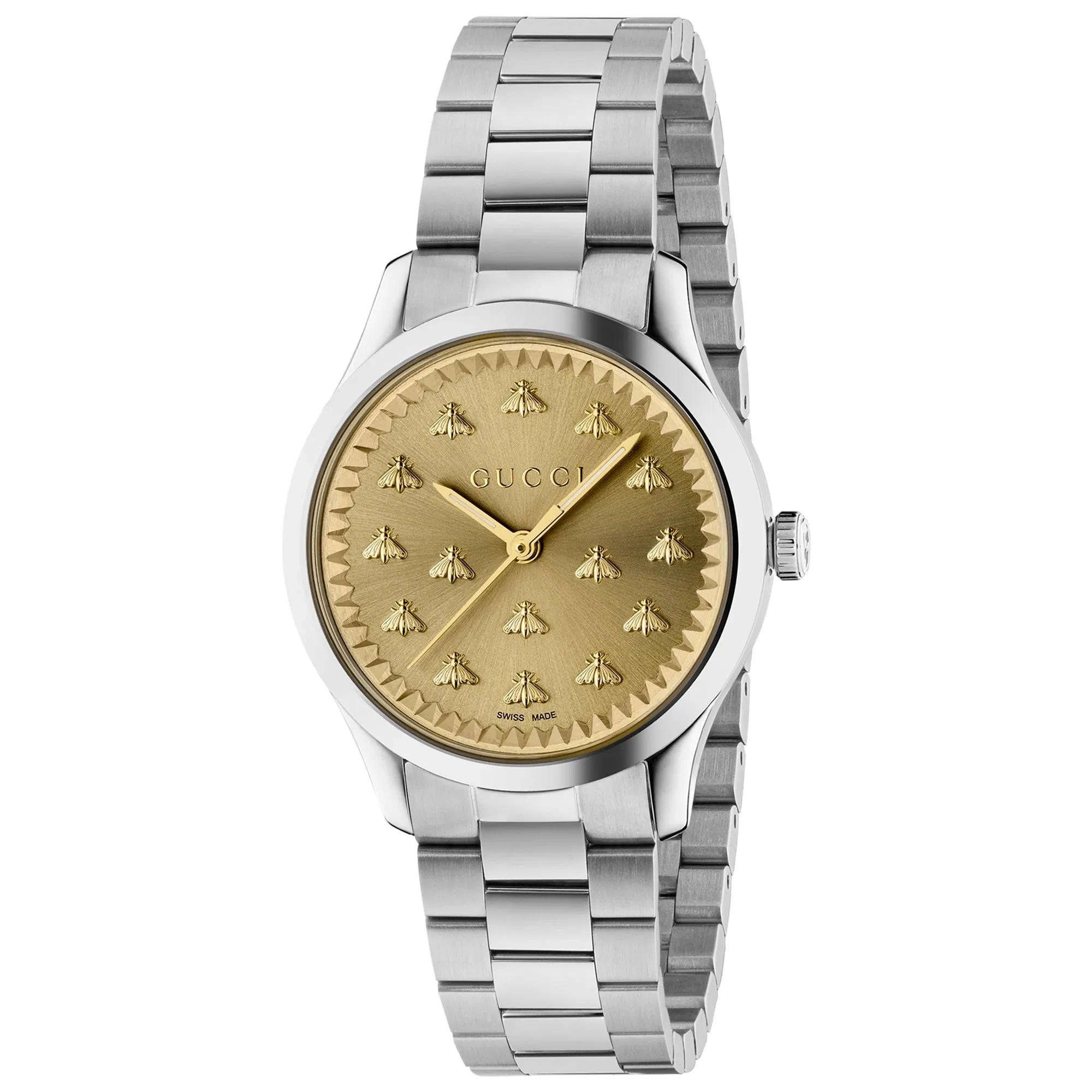 Gucci G-Timeless with Bee Motif Gold Dial and Stainless Steel Bracelet Watch | 32mm | YA1265035