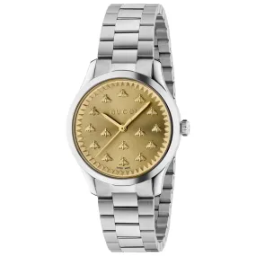 Gucci G-Timeless with Bee Motif Gold Dial and Stainless Steel Bracelet Watch | 32mm | YA1265035