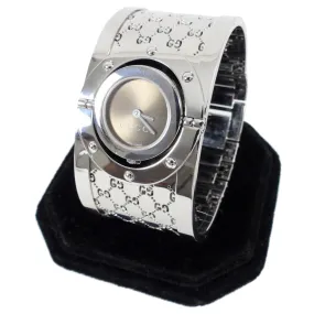Gucci Wide Silver 112 Twirl GG Bangle Watch