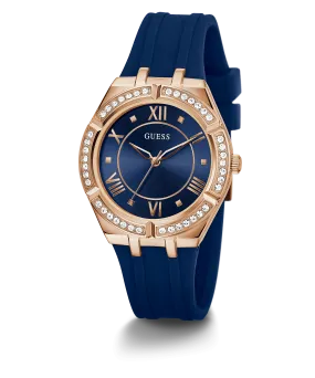 Guess Rose Gold Cosmo Blue Strap Women's Watch GW0034L4