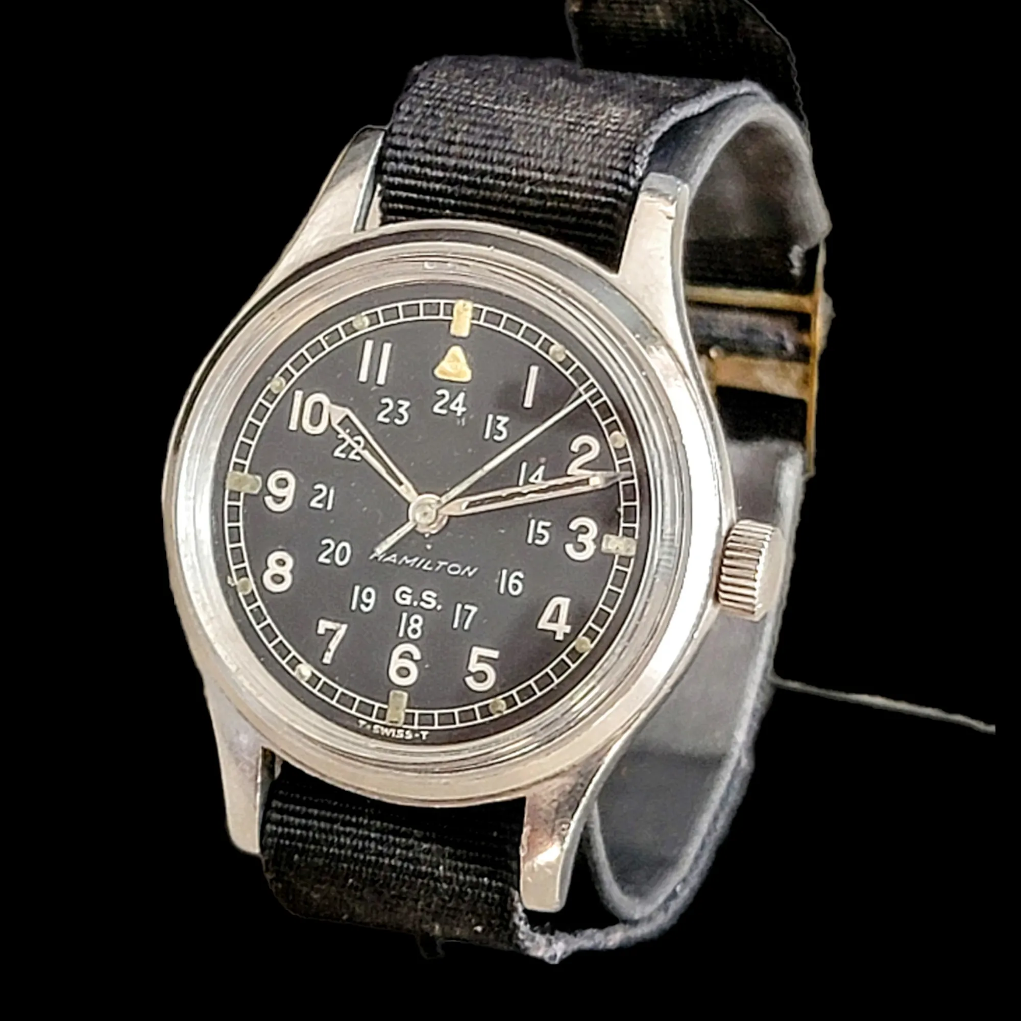 HAMILTON G.S. 24-Hour Dial British R.A.F. Pilot Wristwatch - Grade S75 S 17 Jewels