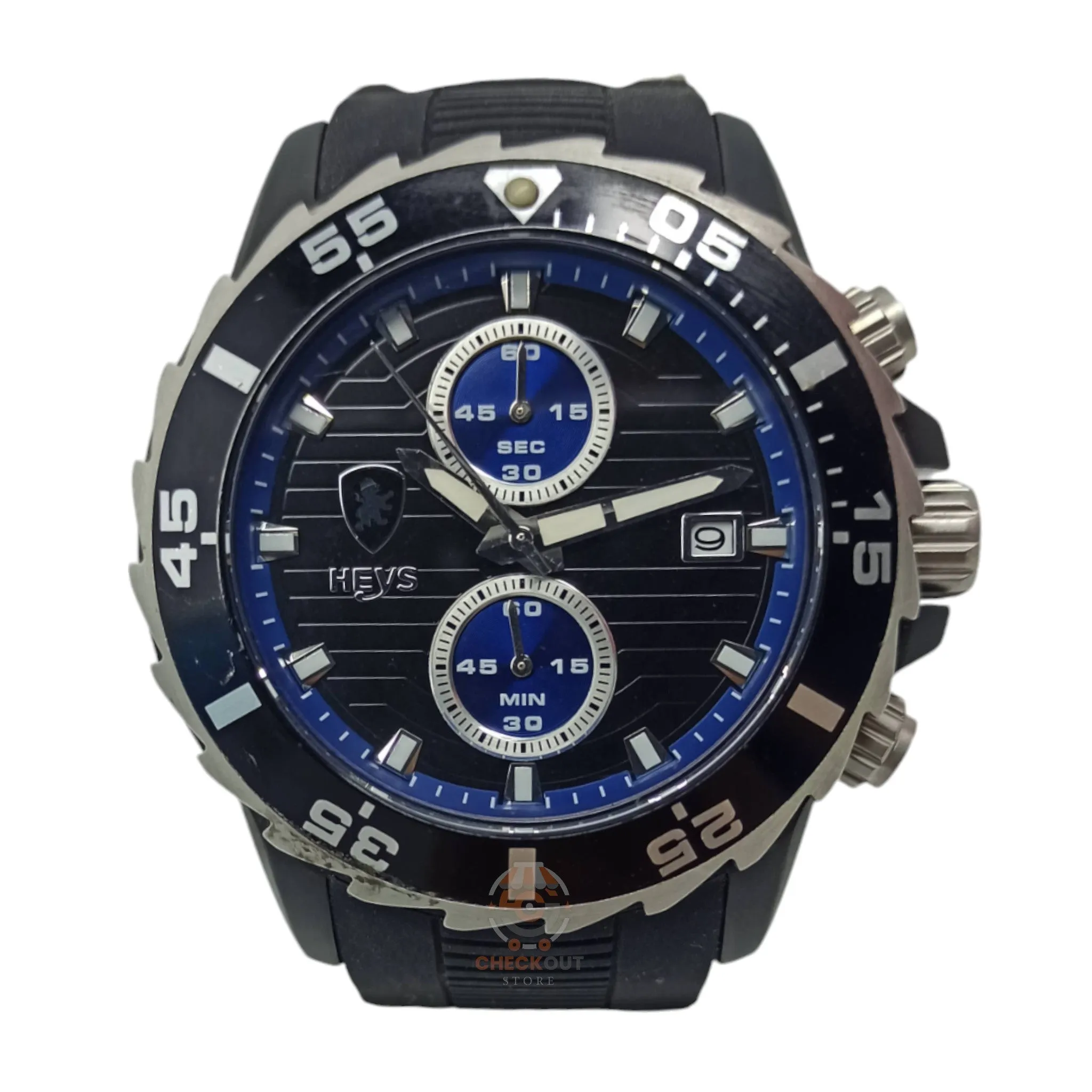 HEYS - Original - Blue/Black - All Functions Working - Rotating Bezel - Quartz - 46mm - Men's Watch