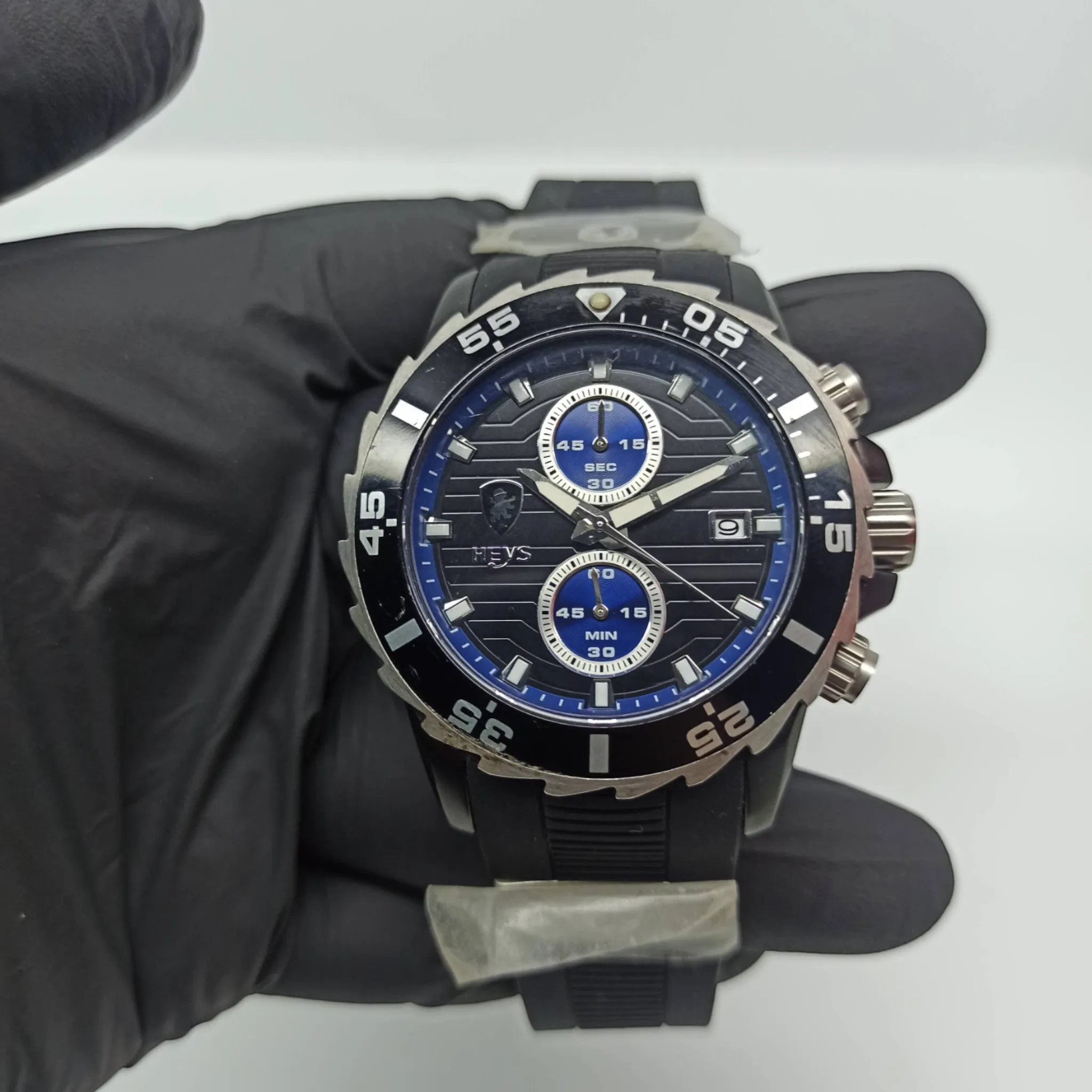 HEYS - Original - Blue/Black - All Functions Working - Rotating Bezel - Quartz - 46mm - Men's Watch