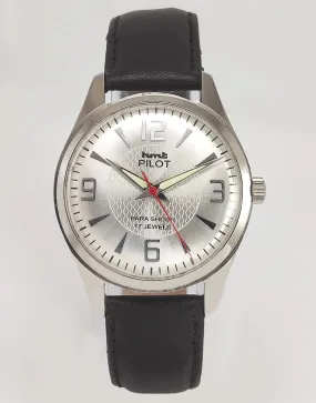 HMT Pilot Para Shock 17 Jewels Silver Dial Radium Hands Mechanical Hand winding Men's Wrist Watch