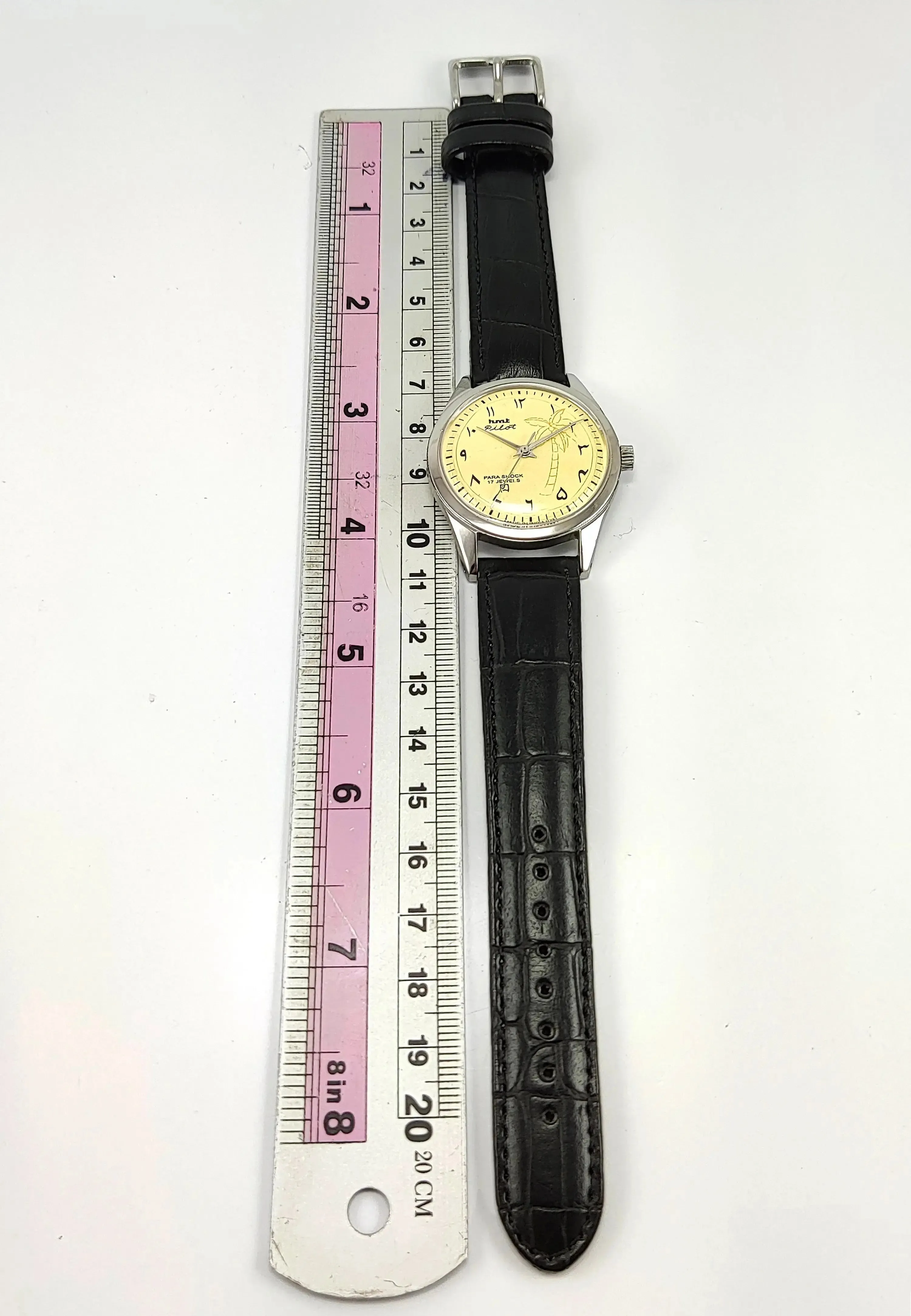 Hmt Yellow Arabic Dial Para Shock 17 Jewels Men's Watch 0231