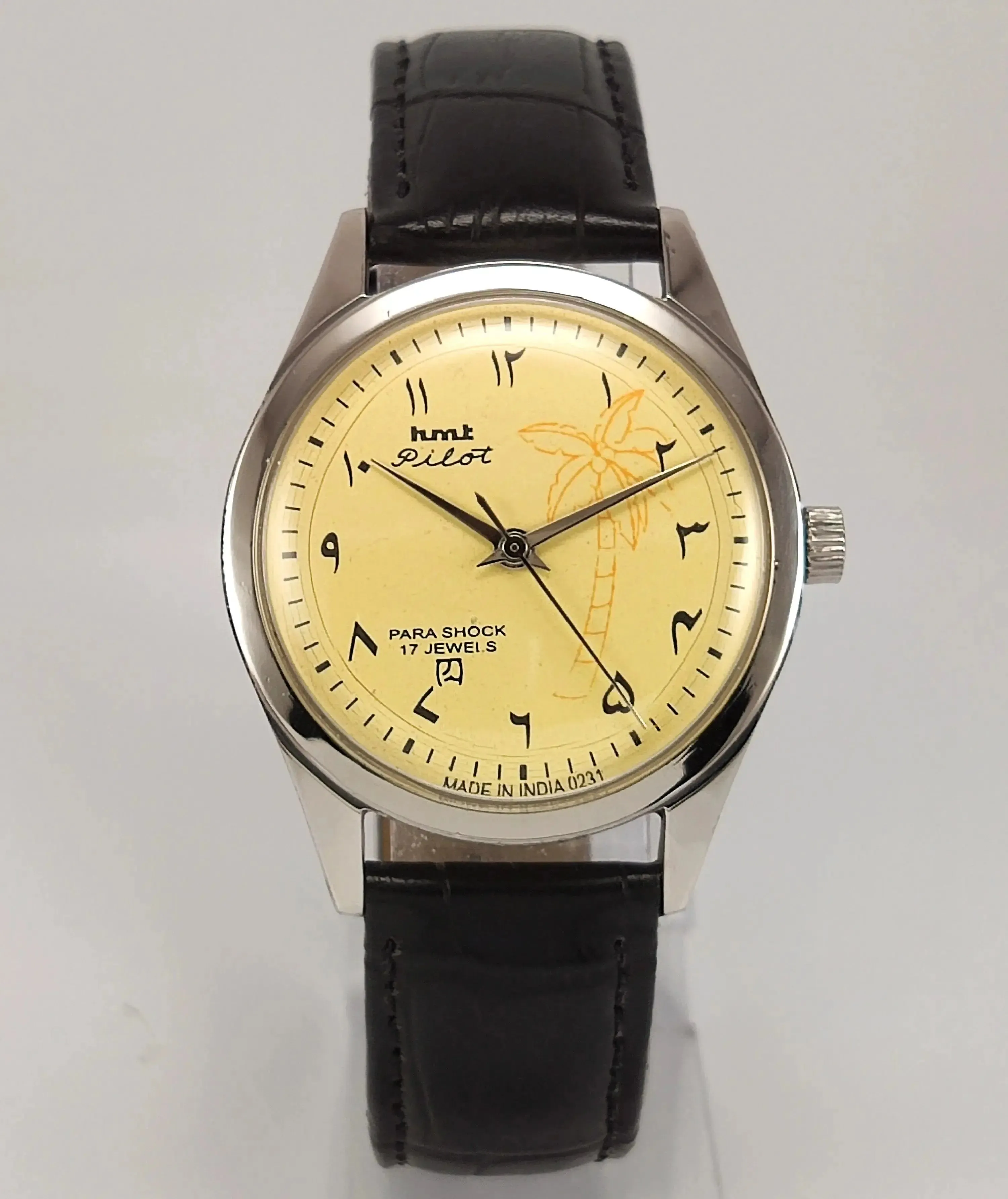 Hmt Yellow Arabic Dial Para Shock 17 Jewels Men's Watch 0231