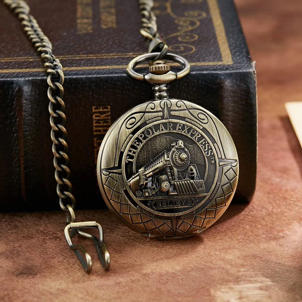 Hollow Bronze Retro Mechanical Pocket Watch