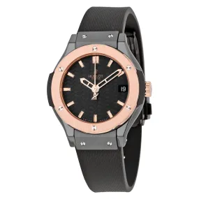 Hublot Classic Fusion Black Carbon Fiber Dial Black Rubber Ladies Watch 581CO1780RX 581.CO.1780.RX