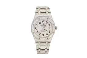 Iced Out Audemars Piguet Royal Oak 36 mm White Dial